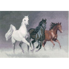 HC1022 Heritage Crafts Схема для вишивки рахунковим хрестиком - Дикі коні Wild Horses 22x32 см, папір