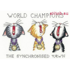 HC1044 Heritage Crafts Схема для вишивки рахунковим хрестиком - Синхронно Synchronised Yawn 13x19,5 см, папір