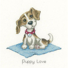 HC1078 Heritage Crafts Схема для вишивки рахунковим хрестиком - Щеняча любов Puppy Love 17,5x17 см, папір