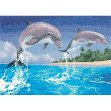 HC1084 Heritage Crafts Схема для вишивки рахунковим хрестиком - Дельфини Dolphins 22x32 см, папір