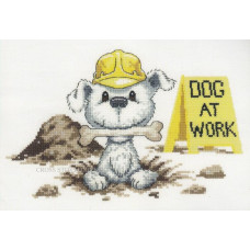 HC1092 Heritage Crafts Схема для вишивки рахунковим хрестиком - Собака на роботі Dog at Work 14x22 см, папір