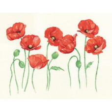 HC1135 Heritage Crafts Схема для вишивки рахунковим хрестиком - Маки Poppies 39x50,5 см, папір