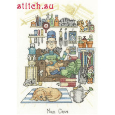 HC1256 Heritage Crafts Схема для вишивки рахунковим хрестиком - Печерна людина Man Cave 31x22,5 см, папір