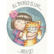 HC1282 Heritage Crafts Схема для вишивки рахунковим хрестиком - Все що тобі потрібно це кохання і кіт All You Need is Love and a Cat 19x14,5 см, папір