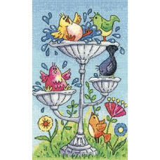 HC1351 Heritage Crafts Схема для вишивки рахунковим хрестиком - Ванна для птахів Bird Bath 19x12 см, папір