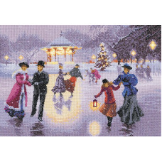 HC1418 Heritage Crafts Схема для вишивки рахунковим хрестиком - Різдвяне катання Christmas Skaters 22x31 см, папір