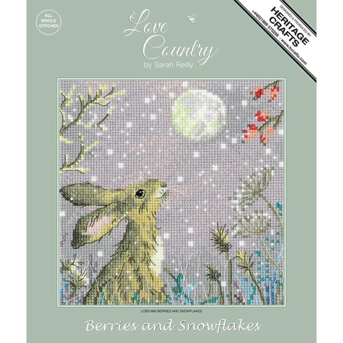 HC1846 Heritage Crafts Паперова схема для вишивки рахунковим хрестиком - Ягоди та сніжинки Berries and Snowflakes 15x15 см