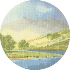 HC269 Heritage Crafts Схема для вишивки рахунковим хрестиком - Гори та озеро Mountains and Lake 25,5x25,5 см, папір