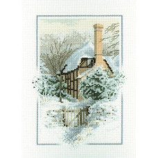 HC293 Heritage Crafts Схема для вишивки рахунковим хрестиком - Котедж з ялинками Fir Tree Cottage 21x14,5 см, папір