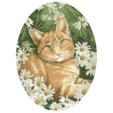 HC306 Heritage Crafts Паперова схема для вишивки рахунковим хрестиком - Рудий кіт Ginger Cat 26,5x20,5 см