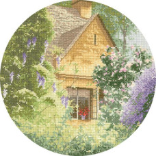 HC313 Heritage Crafts Схема для вишивки рахунковим хрестиком - Котедж з гліциніями Wisteria Cottage 25,5x25,5 см, папір