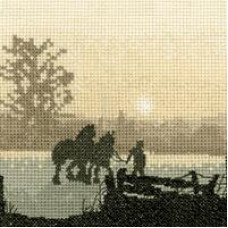 HC328 Heritage Crafts Схема для вишивки рахунковим хрестиком - З плугом Off to Plough 12,5x12,5 см, папір