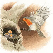 HC540 Heritage Crafts Схема для вишивки рахунковим хрестиком - Робін в польоті Robin in Flight 34x34 см, папір