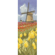HC587 Heritage Crafts Схема для вишивки рахунковим хрестиком - Поле тюльпанів Tulip Fields 31x11 см, папір