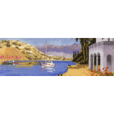 HC613 Heritage Crafts Схема для вишивки рахунковим хрестиком - Середземна гавань Mediterranean Harbour 11x31 см, папір