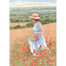 HC649 Heritage Crafts Схема для вишивки рахунковим хрестиком - Поле маків Poppy Girl 19x13,5 см, папір