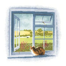 HC834 Heritage Crafts Схема для вишивки рахунковим хрестиком - Вікно котеджу Cottage Window 24x24 см, папір
