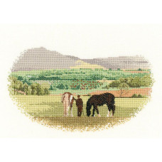 HC862 Heritage Crafts Схема для вишивки рахунковим хрестиком - Зелені пасовища Green Pastures 14,5x25 см, папір