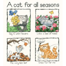 HC910 Heritage Crafts Схема для вишивки рахунковим хрестиком - Коти всіх сезонів A Cat For All Seasons 28x34 см, папір