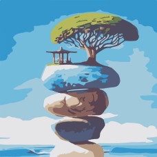 HH8013-12 Strateg Картина за номерами - Дерево на скелі 20x20 см (Стратег)