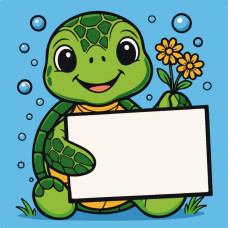 HH8020- Strateg Картина за номерами - Черепаха з листівкою 20x20 см (Стратег)