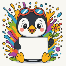 HH8021- Strateg Картина за номерами - Пінгвін з листівкою 20x20 см (Стратег)