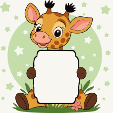 HH8023- Strateg Картина за номерами - Жираф з листівкою 20x20 см (Стратег)