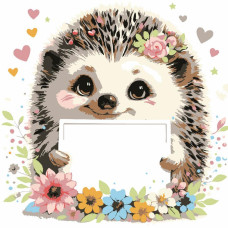 HH8024- Strateg Картина за номерами - Їжачок з листівкою 20x20 см (Стратег)