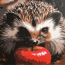 HH8061 Strateg Картина за номерами - Їжачок із яблуком, 20x20 см (Стратег)