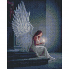 HX470 Дівчина-ангел, 30х40 см. Strateg. Набір алмазної мозаїки на підрамнику (круглі, повна). Стратег