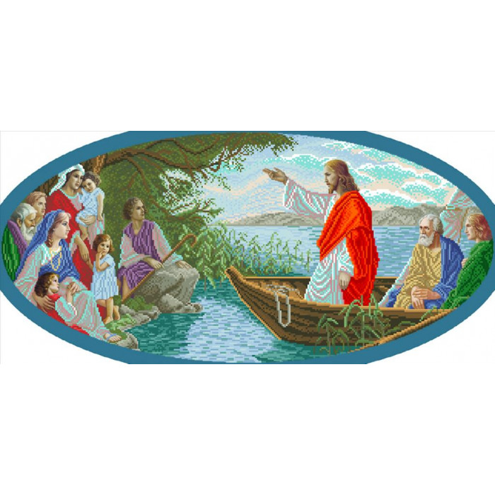 309 ІЧ-ов-набір Ісус у човні (овал). БС Солес. Набір для вишивання бісером