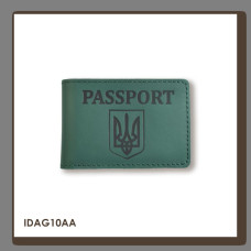 IDAG10AA Babylon Обкладинка для ID-картки PASSPORT з гербом 11x7,5 см зелена, чорне тиснення, шкіра