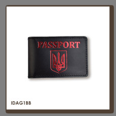 IDAG1BB Babylon Обкладинка для ID-картки PASSPORT з гербом 11x7,5 см чорна, червоне тиснення, шкіра