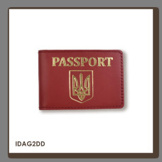 IDAG2DD Babylon Обкладинка для ID-картки PASSPORT з гербом 11x7,5 см червона, золоте тиснення, шкіра