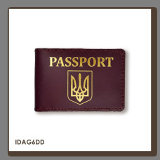 IDAG6DD Babylon Обкладинка для ID-картки PASSPORT з гербом 11x7,5 см бордова, золоте тиснення, шкіра