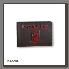 IDAG8BB Babylon Обкладинка для ID-картки PASSPORT з гербом 11x7,5 см темно-коричнева, червоне тиснення, шкіра