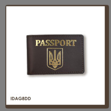 IDAG8DD Babylon Обкладинка для ID-картки PASSPORT з гербом 11x7,5 см темно-коричнева, золоте тиснення, шкіра