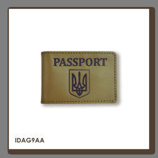 IDAG9AA Babylon Обкладинка для ID-картки PASSPORT з гербом 11x7,5 см хакі, чорне тиснення, шкіра