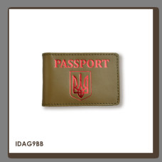 IDAG9BB Babylon Обкладинка для ID-картки PASSPORT з гербом 11x7,5 см хакі, червоне тиснення, шкіра
