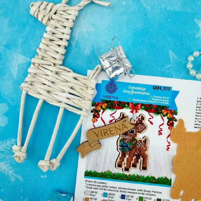ІДН_122 Virena Заготовка для вишивки бісером - Іграшка Олень, 5,3х8,6 см