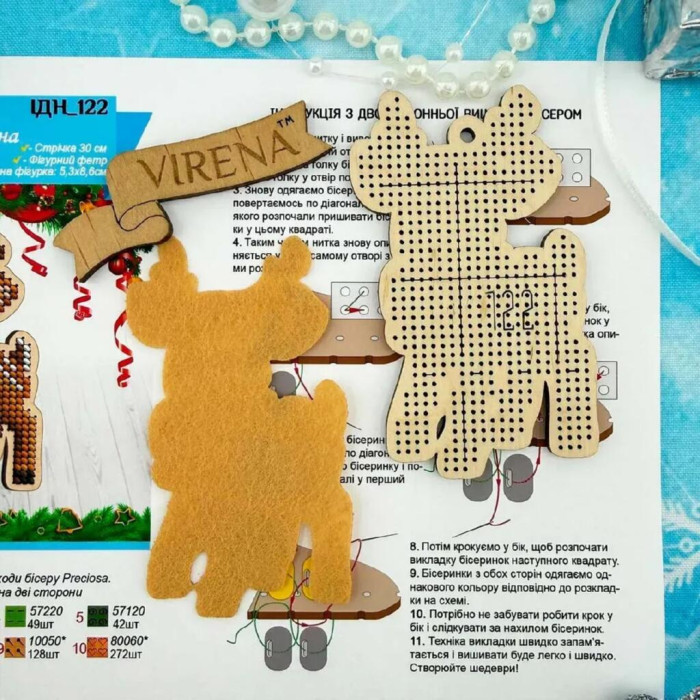 ІДН_122 Virena Заготовка для вишивки бісером - Іграшка Олень, 5,3х8,6 см