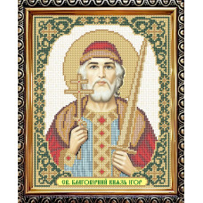IKUA4136 ArtSolo Заготовка для вишивки бісером - Ікона Св. Благовірний Князь Ігор 20,5x25 см (схема на габардині)