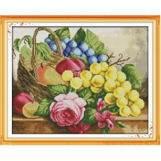 J106JS Кошик фруктів, 41x33 см. Joy Sunday. Набір для вишивки хрестиком на канві з нанесеним малюнком