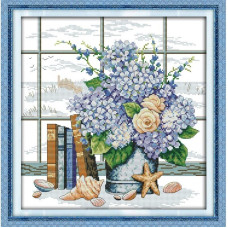 J208JS Елегантний букет, 33x34 см. Joy Sunday. Набір для вишивки хрестиком на канві з нанесеним малюнком