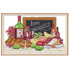 J457JS Вино, 21x16 см. Joy Sunday. Набір для вишивки хрестиком на канві з нанесеним малюнком