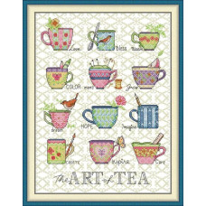 J948JS Joy Sunday Набір для вишивки друкованим хрестиком - Чайні чашки 30x38 см, Aida 14 ct (схема на канві)
