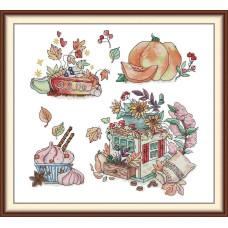 J950JS Joy Sunday Набір для вишивки друкованим хрестиком - Осінні ласощі 44x41 см, Aida 14 ct (схема на канві)
