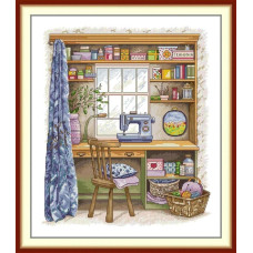 J952JS Joy Sunday Набір для вишивки друкованим хрестиком - Мій столик ручної роботи 42x48 см, Aida 14 ct (схема на канві)