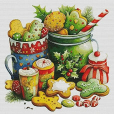 J954JS Joy Sunday Набір для вишивки друкованим хрестиком - Різдвяне печиво 53х53 см, Aida 14 ct (схема на канві)