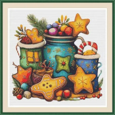 J955JS Joy Sunday Набір для вишивки друкованим хрестиком - Різдвяне печиво 2 53х53 см, Aida 14 ct (схема на канві)